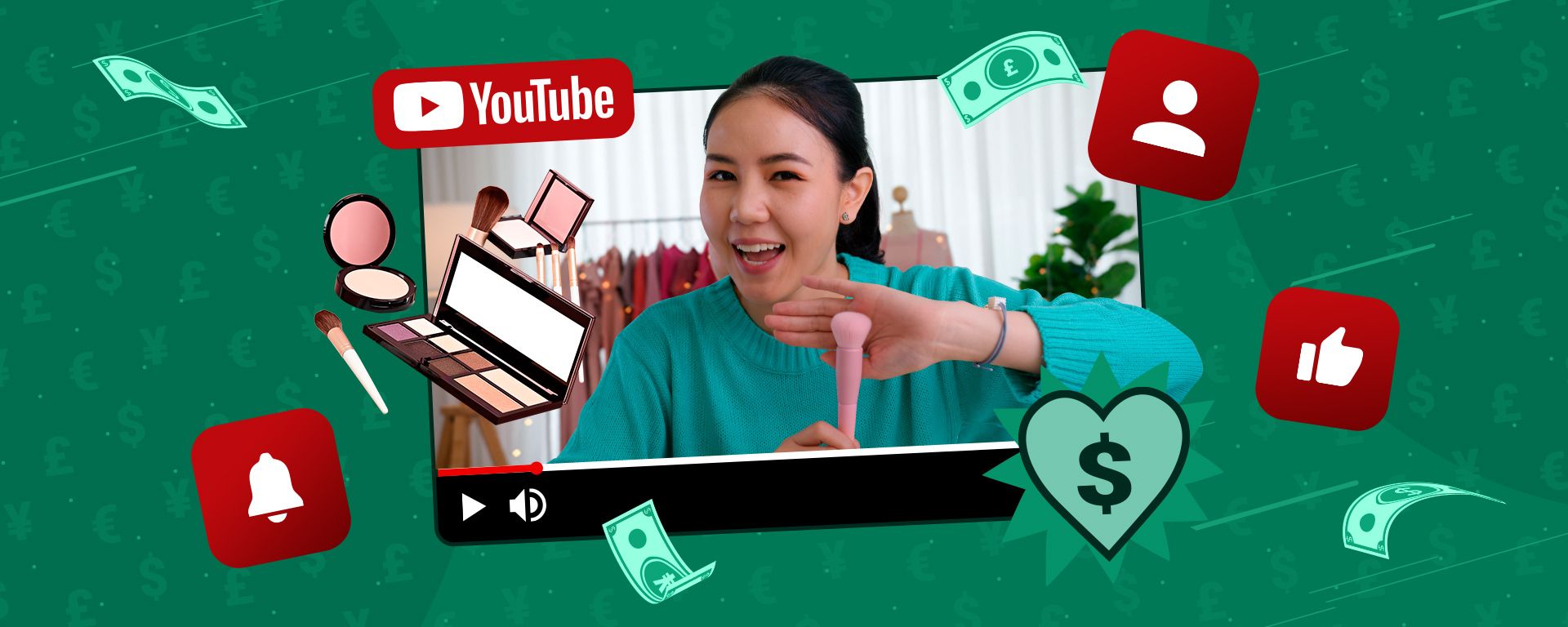 Illustration of creator earning money from their YouTube channel.