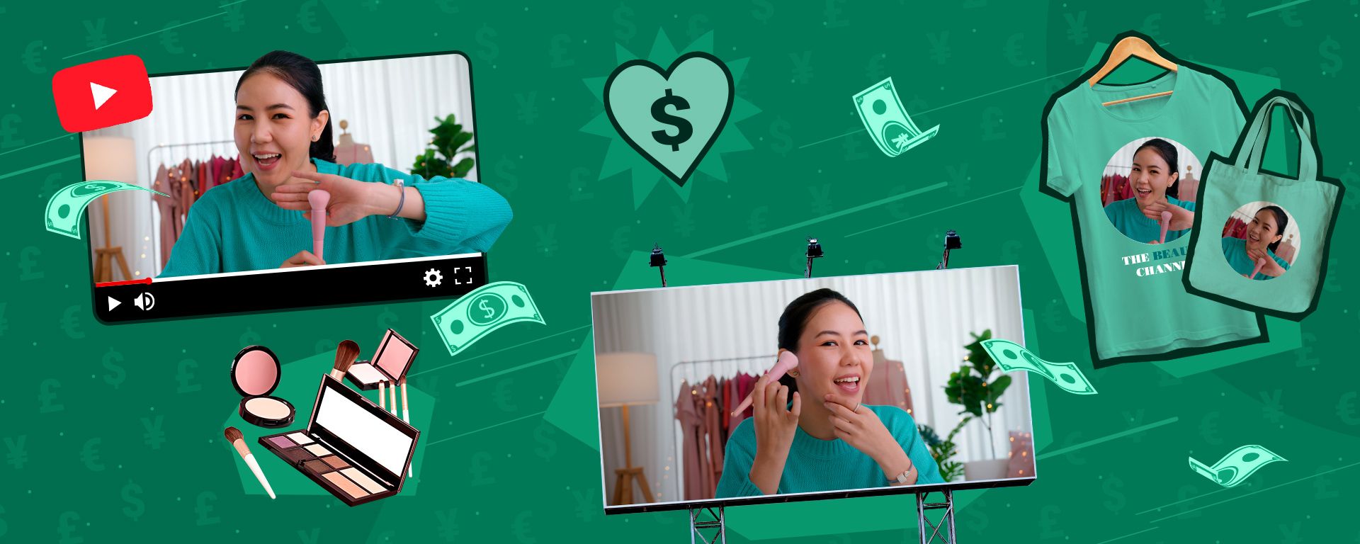 Examples of different methods of how to make money from YouTube.