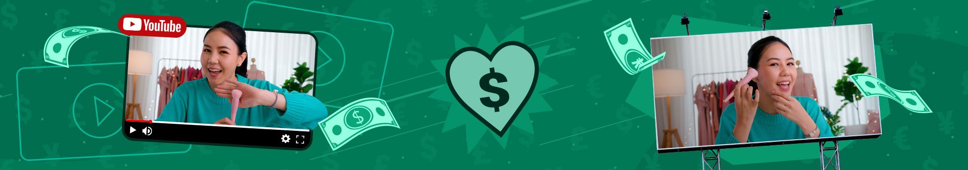 Examples of how creators can monetize YouTube.