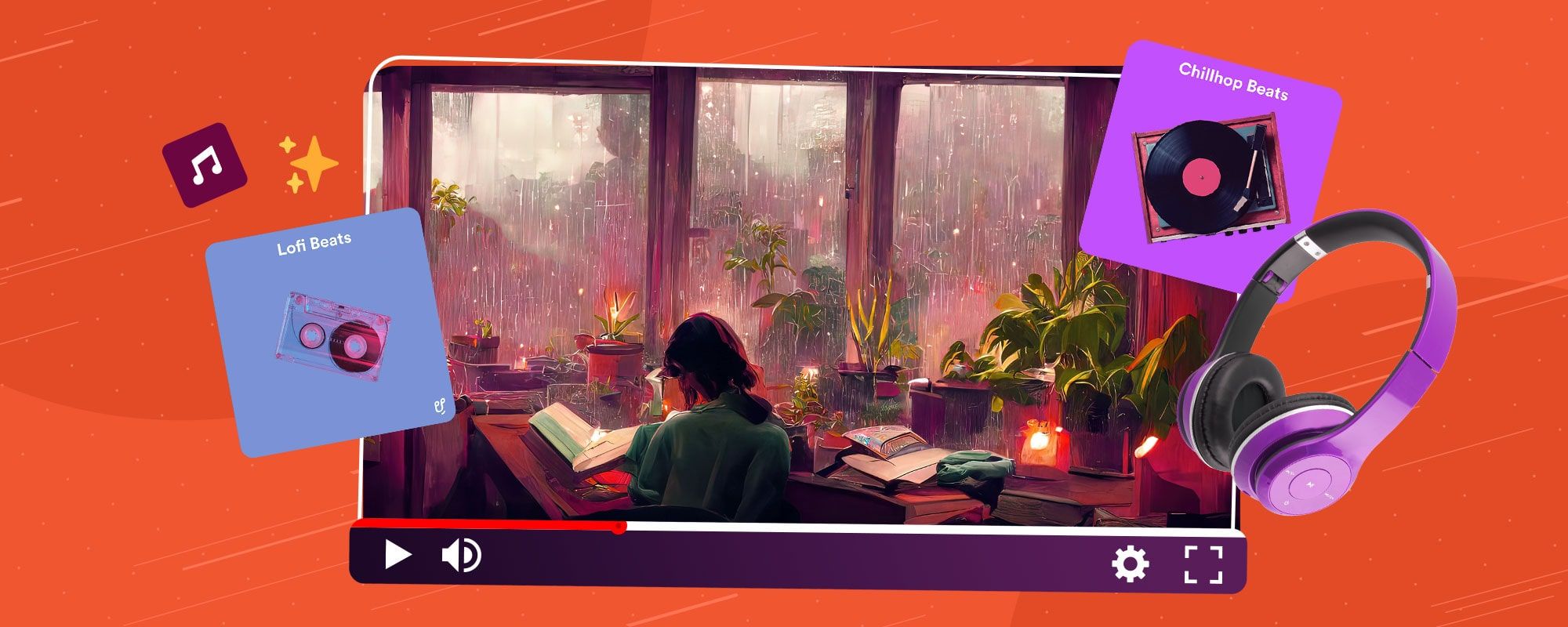 Illustration of lofi music as a music trend for content creators in 2023.