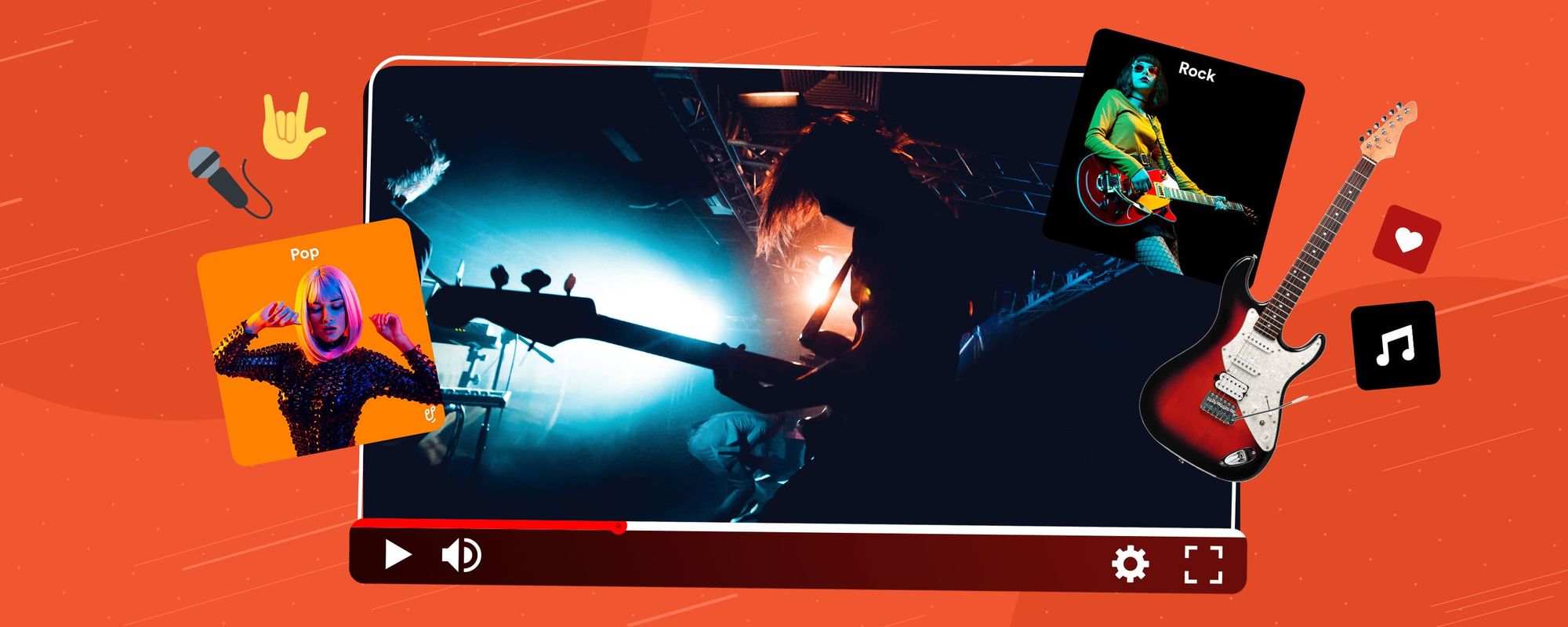 Illustration of rock & pop music as a music trend for content creators in 2023.