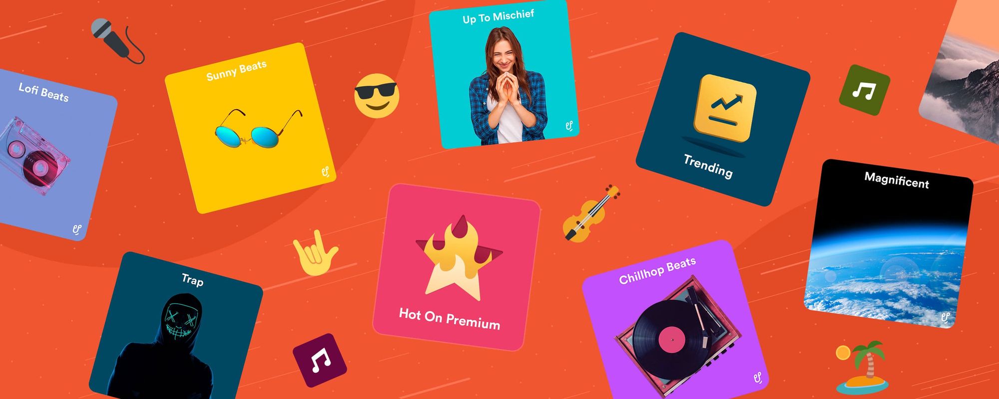 Illustration of Uppbeat's copyright-free music platform as the place for content creators to find the latest music trends in 2023.