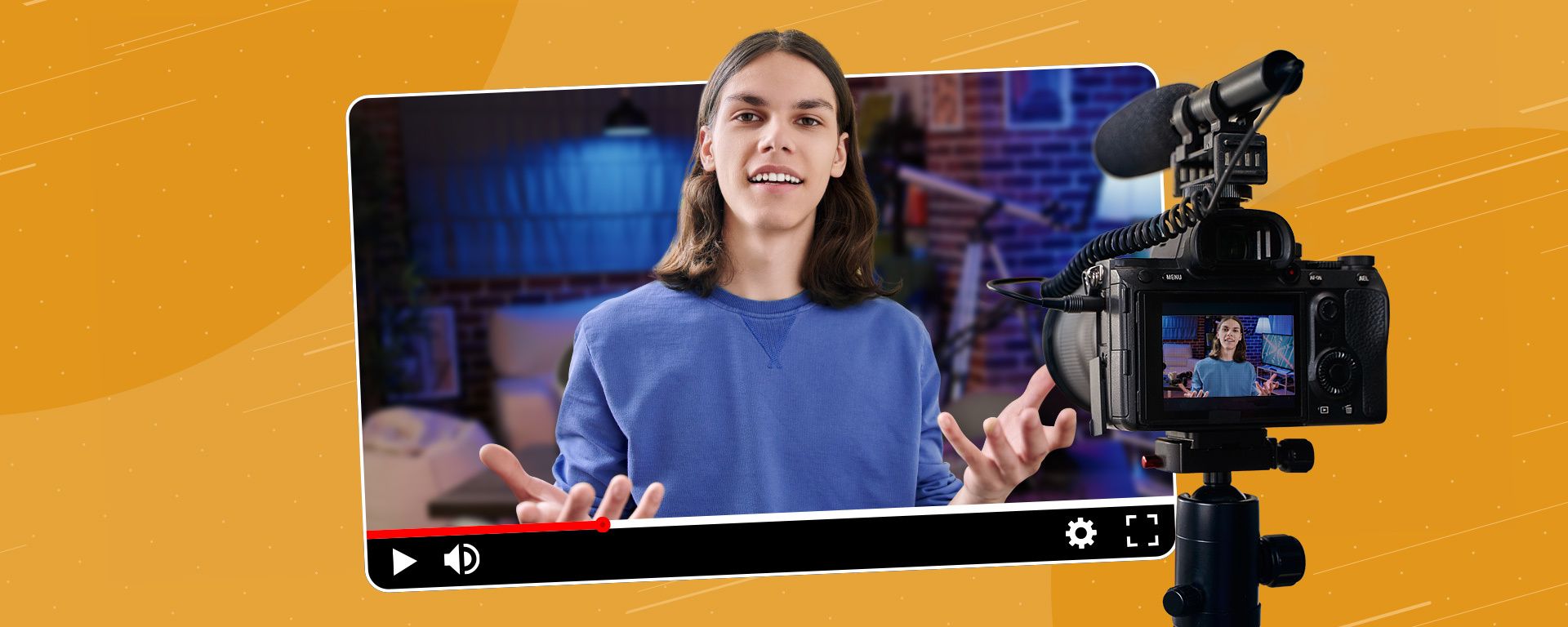 Image of a creator filming a YouTube video.