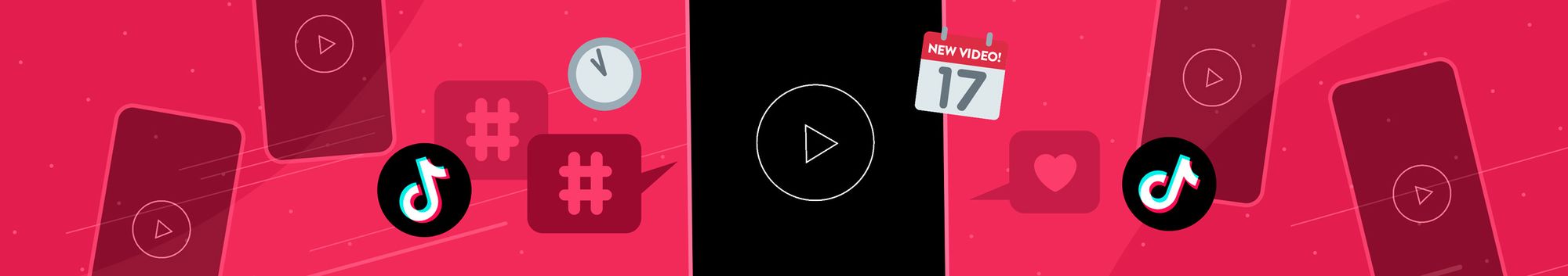 Illustration of different strategies for getting more views on TikTok, including hashtags and regular posting times.