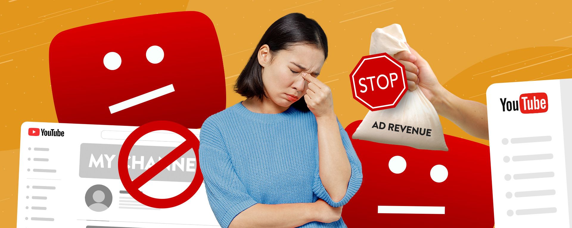 Image of a creator looking frustrated at having their YouTube content demonetized.