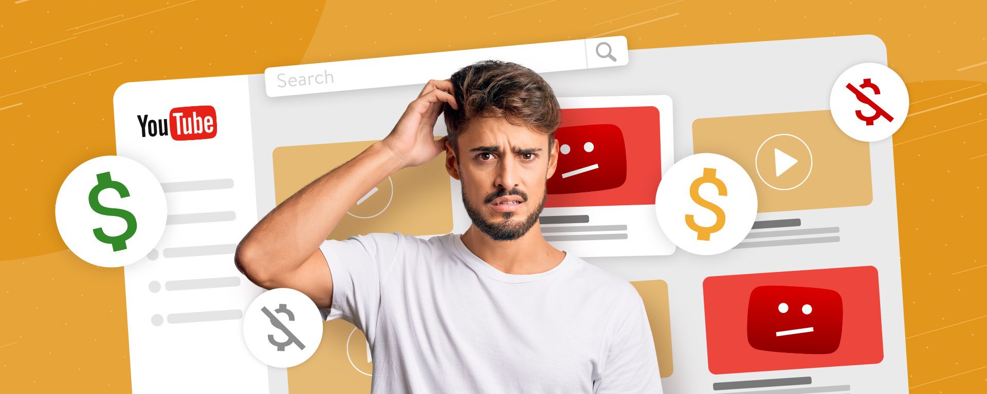 Image of a creator looking confused at what YouTube demonetization means.
