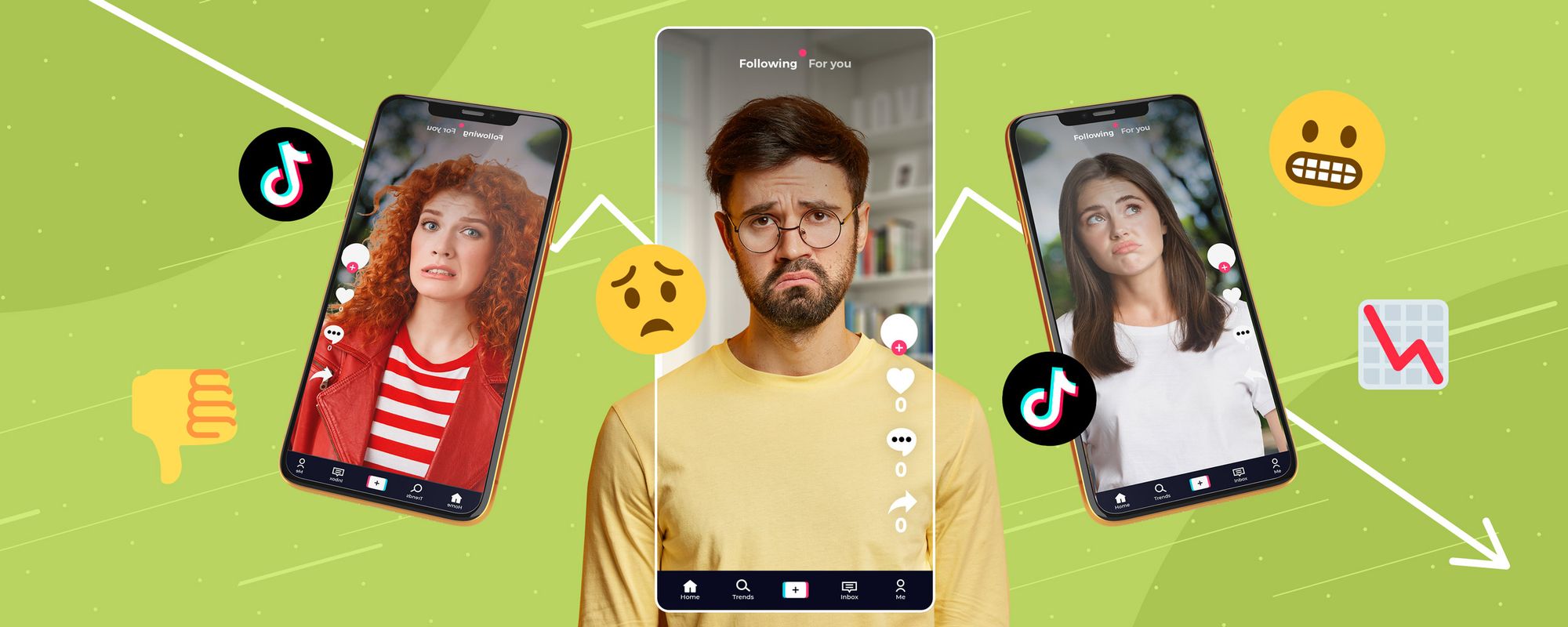 Examples of TikTokers looking at why they are not gaining TikTok followers.