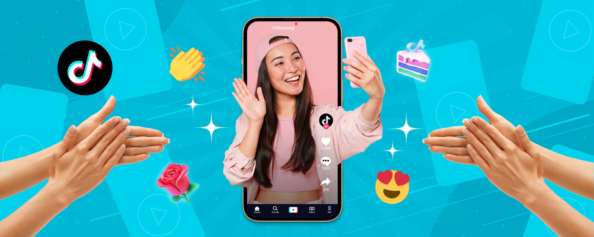 Image of a content creator filming a video for TikTok.