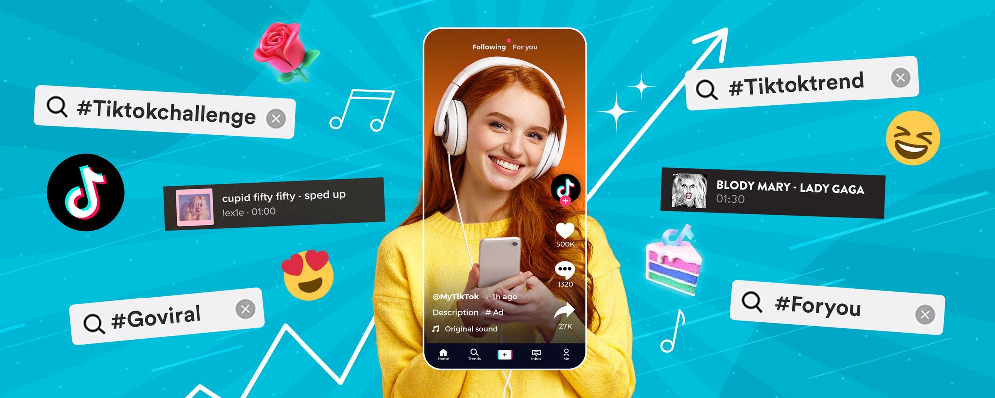 Image of a content creator using different tactics to go viral on TikTok.