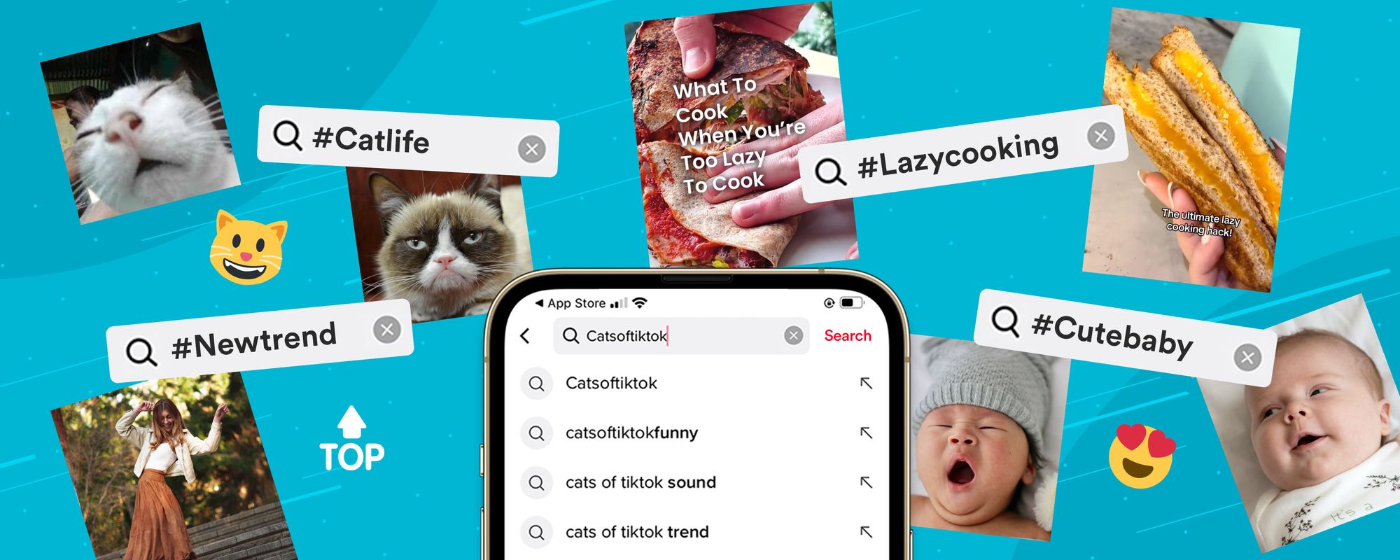 Image showing how creators can use different hashtags on TikTok.
