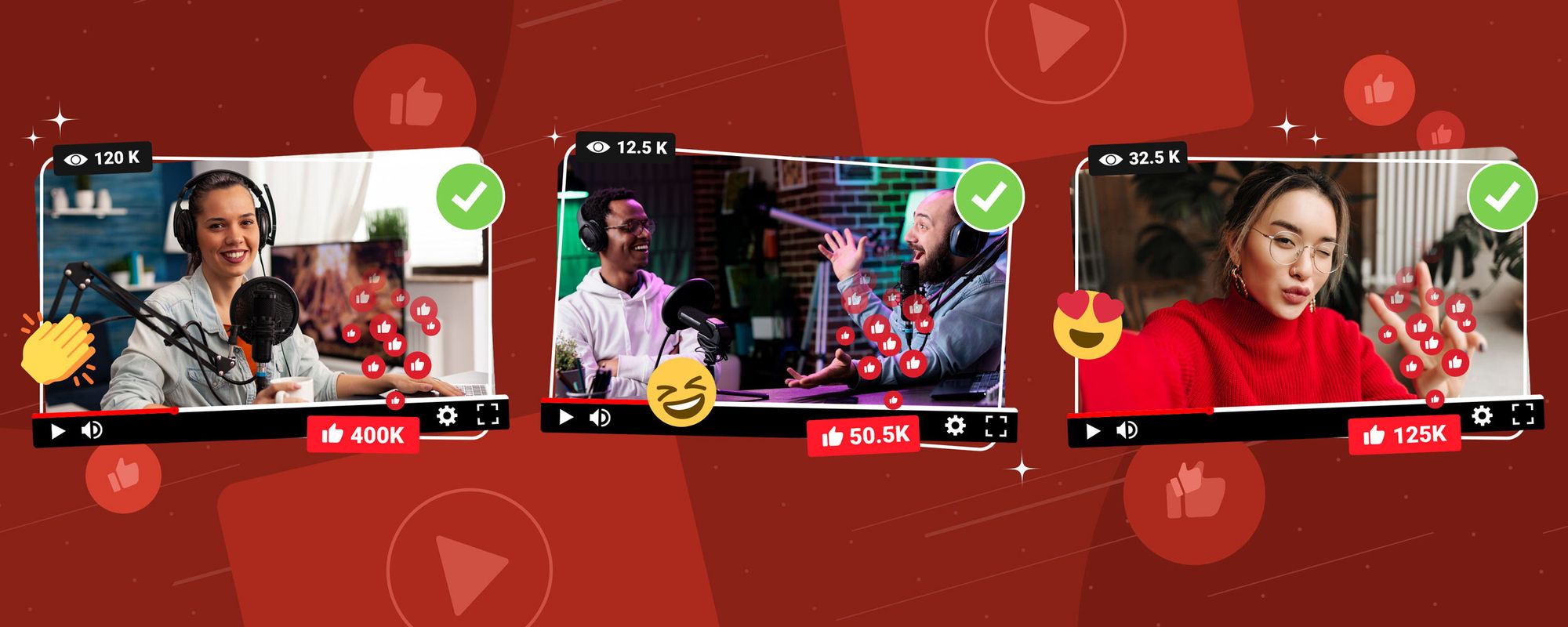 Examples of different creators that have taken the steps to join the YouTube Partner Program.