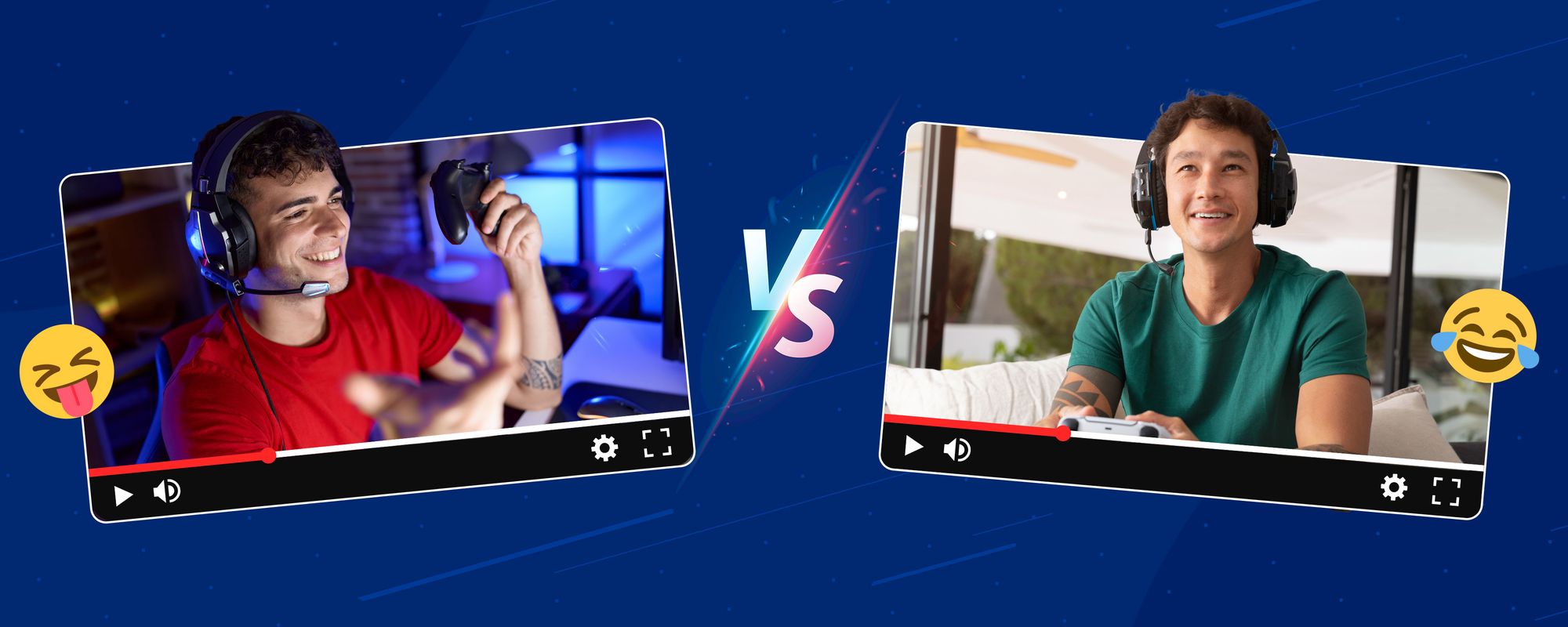 Image of two gamers facing each other to highlight game video ideas that feature multiple players.