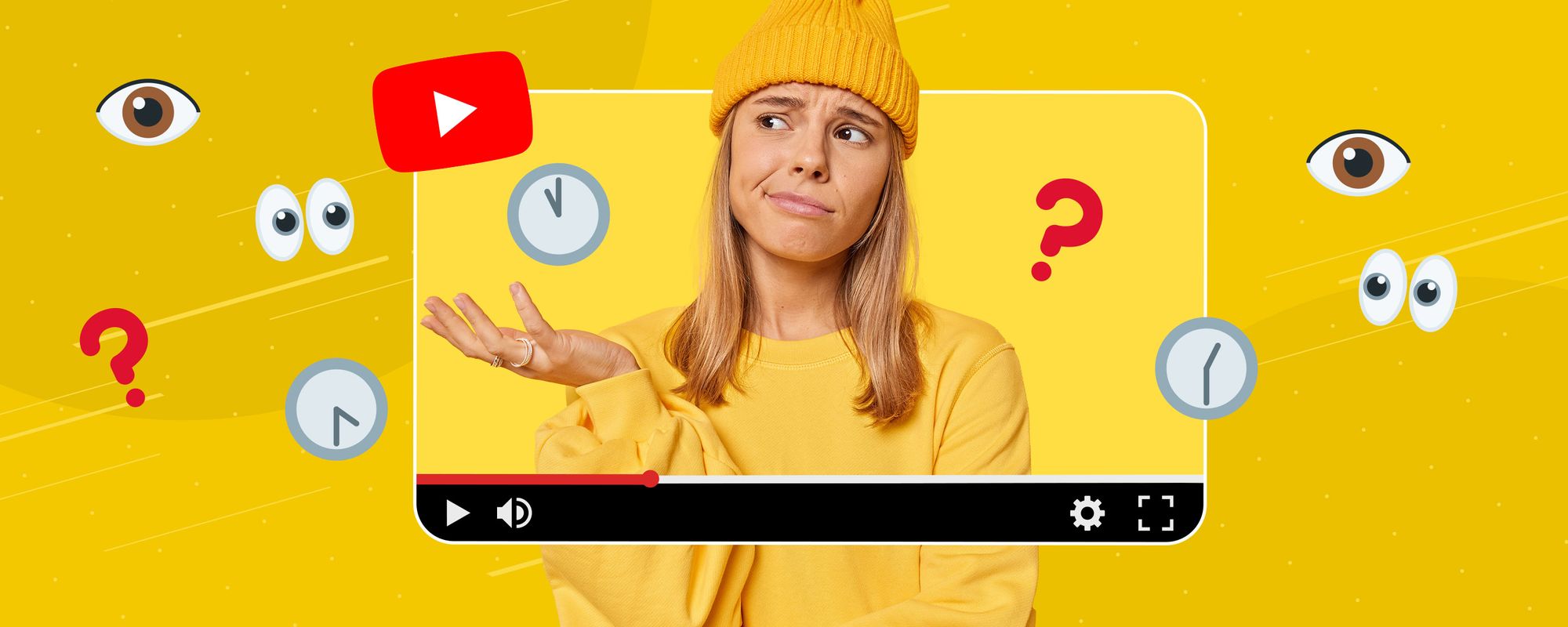 Image of a creator looking confused surrounded by emojis related to YouTube watch time.