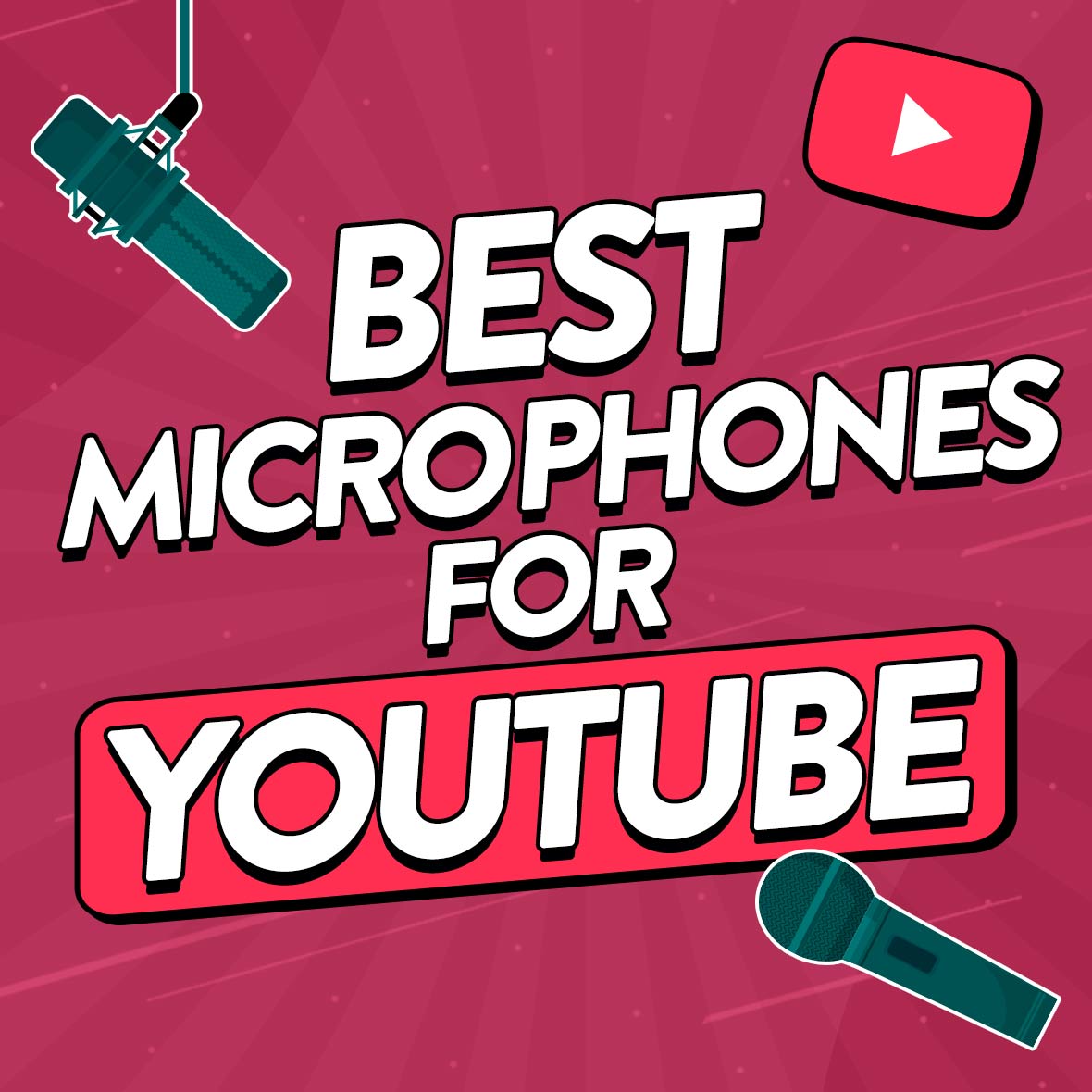 An image showing illustrations of some of the best microphones for YouTube videos.