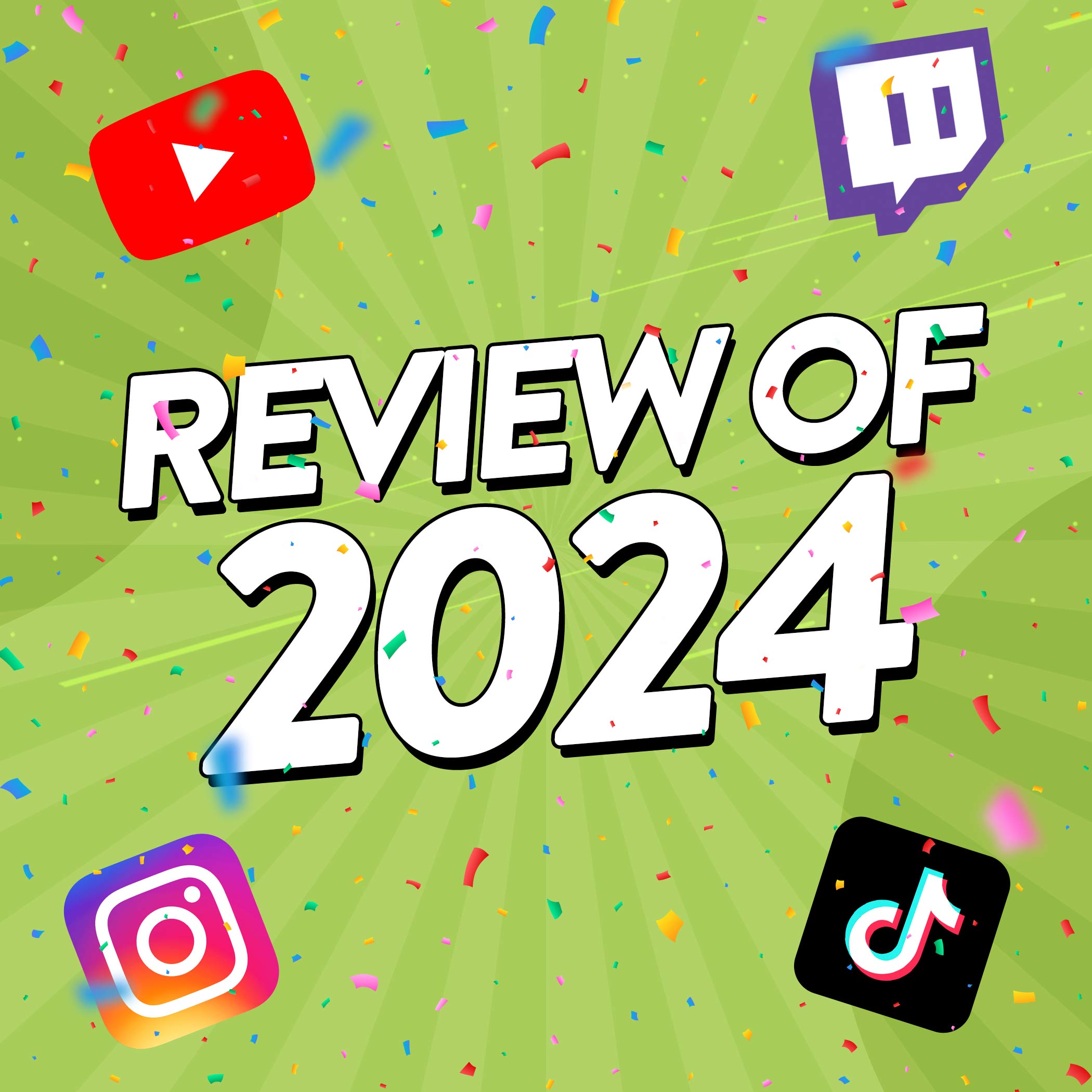 Image of confetti with text that says 'Review of 2024' over the top.